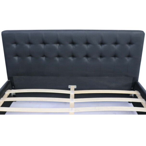 Black Jara PU  Leather Bed Frame with 4 Drawers