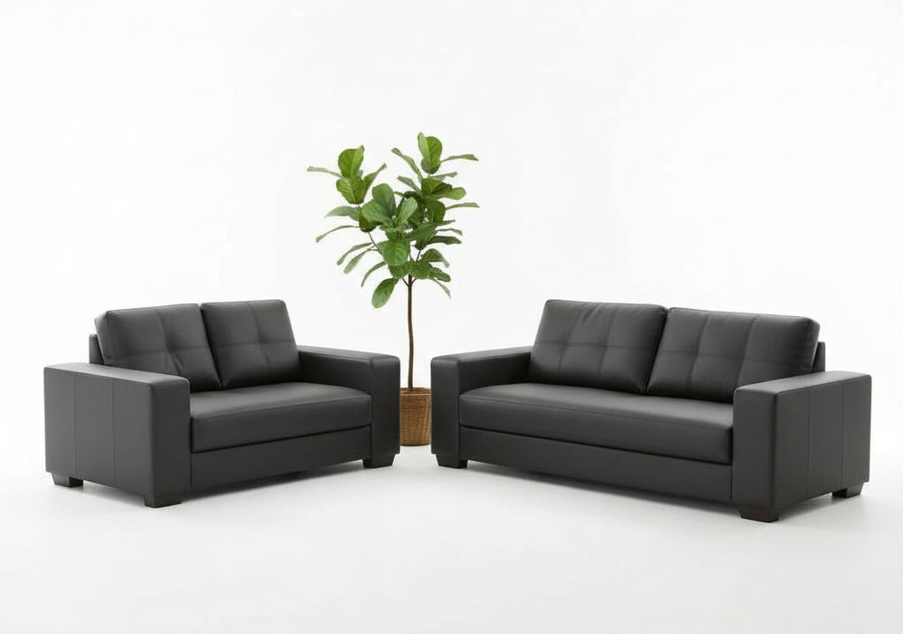 5 Seater Diamente Leather Look Sofa