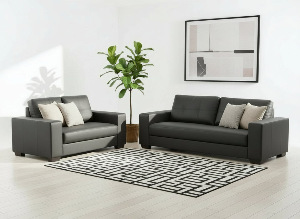 5 Seater Diamente Leather Look Sofa