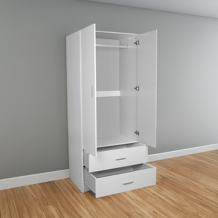 Remo 2 Door Drawer Wardrobe White
