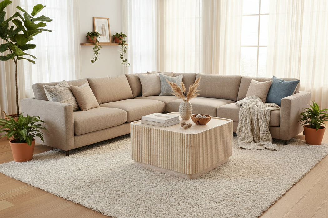 Harvard Square Coffee Table in Travertine