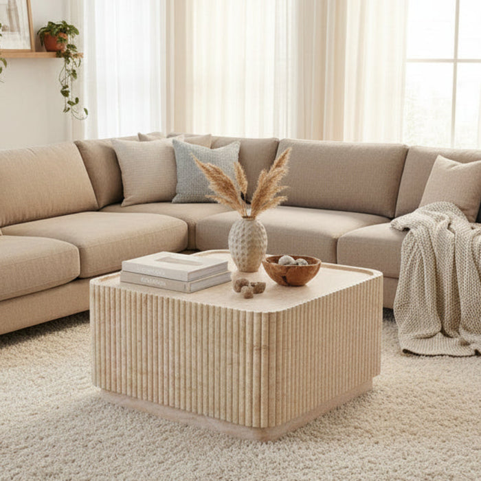 Harvard Square Coffee Table in Travertine