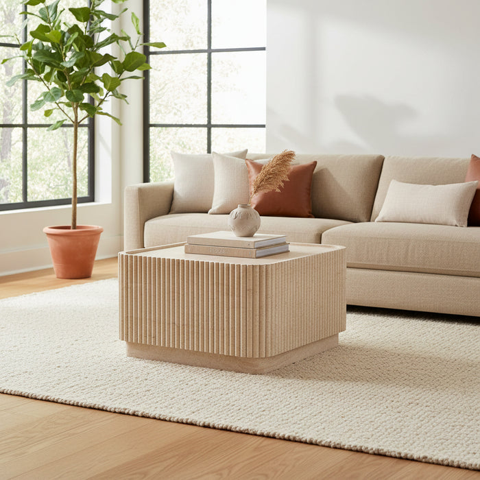 Harvard Square Coffee Table in Travertine