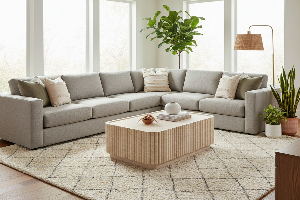 Haarvard Rectangular Coffee Table in Travertine