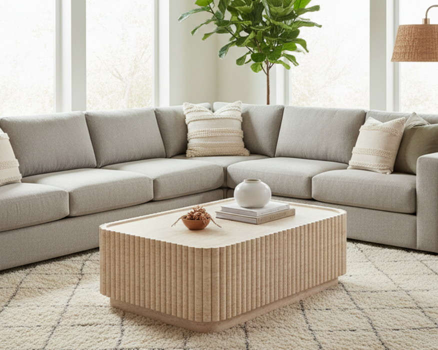 Harva Travertine Look Coffee Table