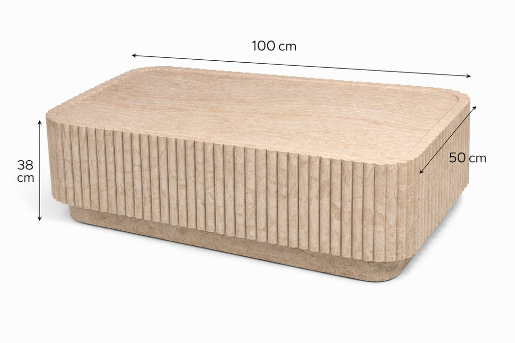 Haarvard Rectangular Coffee Table in Travertine
