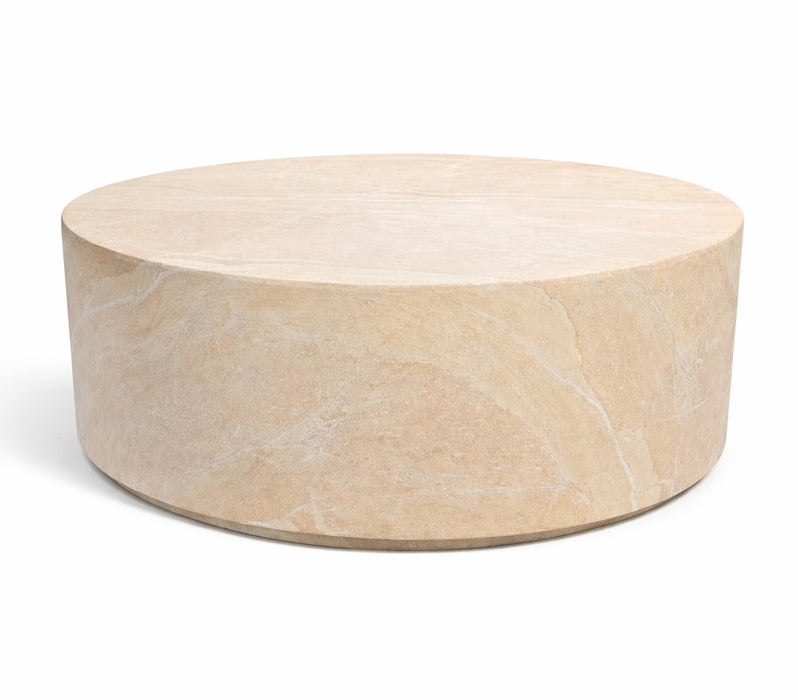 Sora Round Travertine-Look Coffee Table