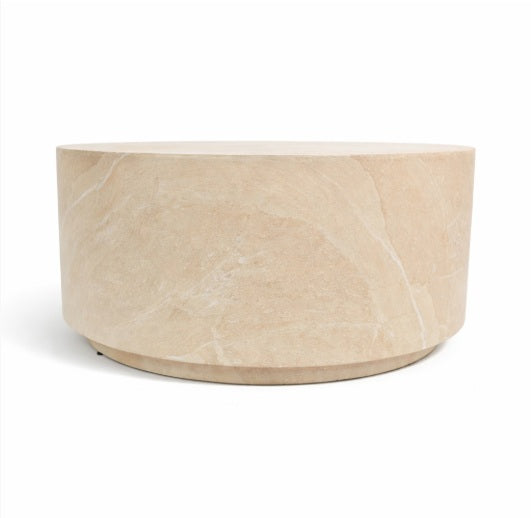 Sora Round Travertine-Look Coffee Table