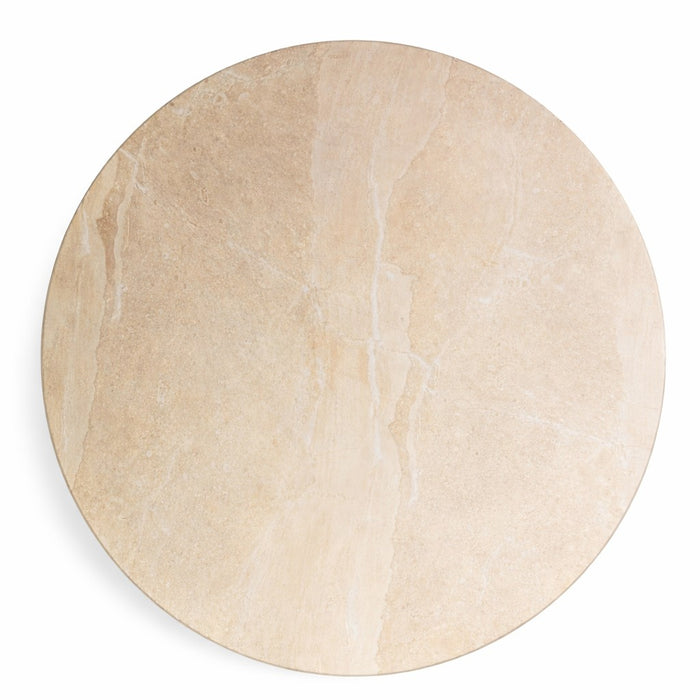 Sora Round Travertine-Look Coffee Table