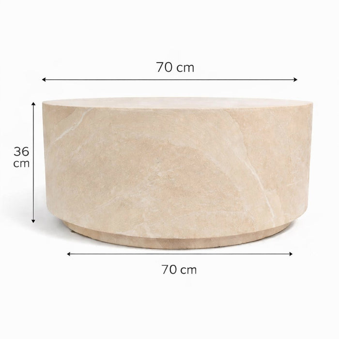 Sora Round Travertine-Look Coffee Table