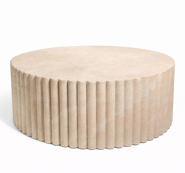 Harvard Round Coffee Table in Travertine