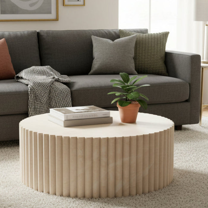 Harva Travertine Look Round Coffee Table
