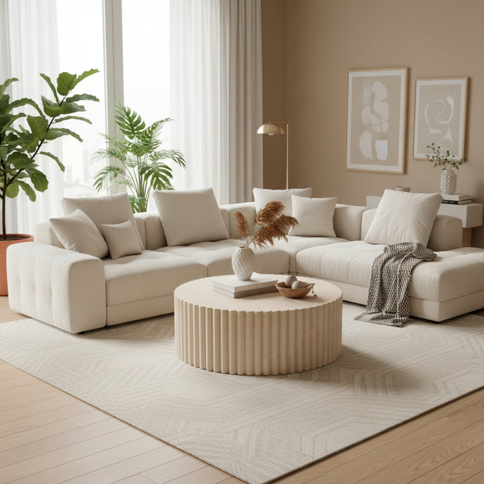 Harvard Round Coffee Table in Travertine