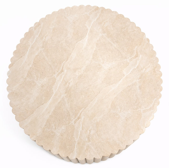 Harvard Round Coffee Table in Travertine