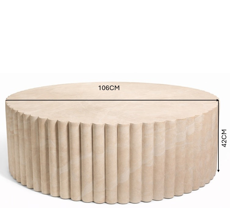 Harvard Round Coffee Table in Travertine