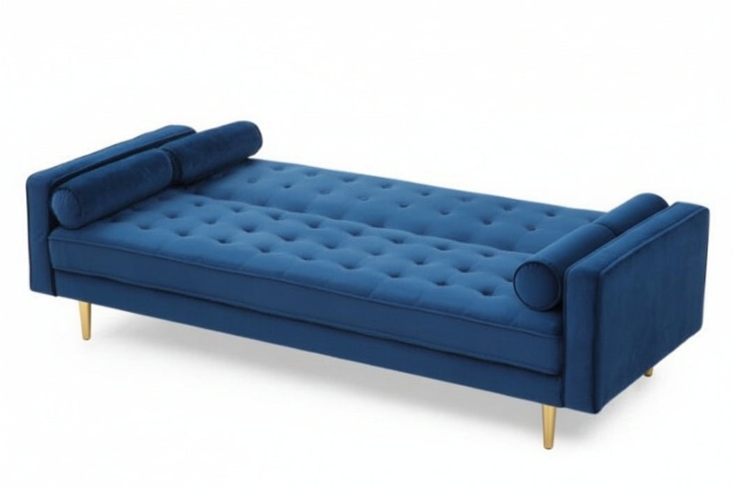 Sofia 3 Seater Sofa Bed in Velvet Fabric - Blue