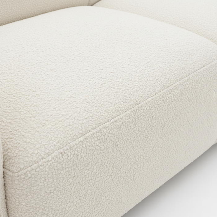 Bella White 3-Seater Kuka Polyester Fabric Sofa