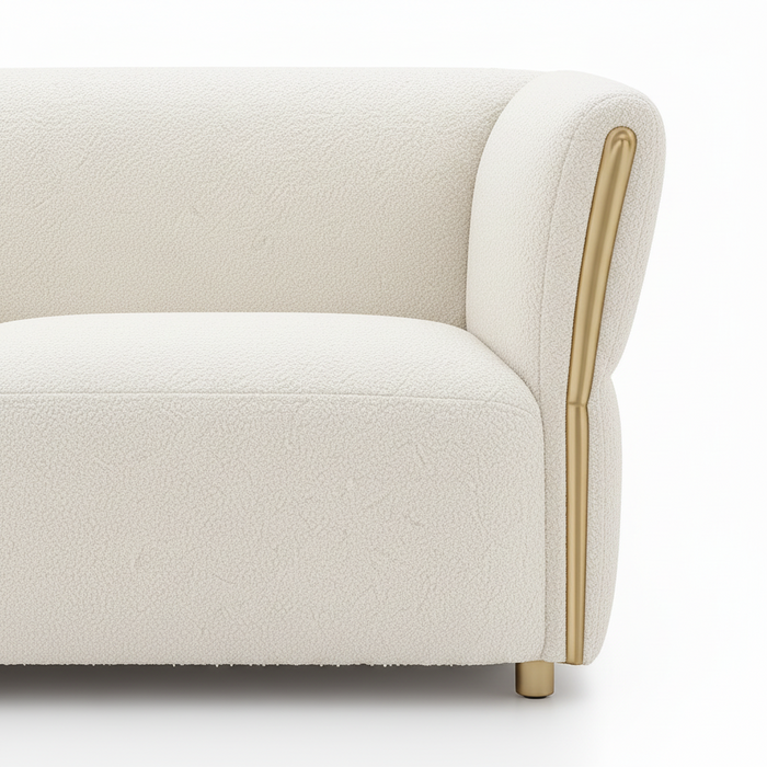 Bella White 3-Seater Kuka Polyester Fabric Sofa