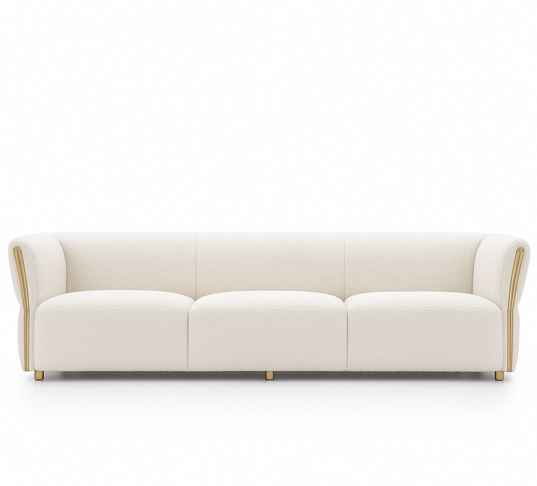 Bella White 3-Seater Kuka Polyester Fabric Sofa