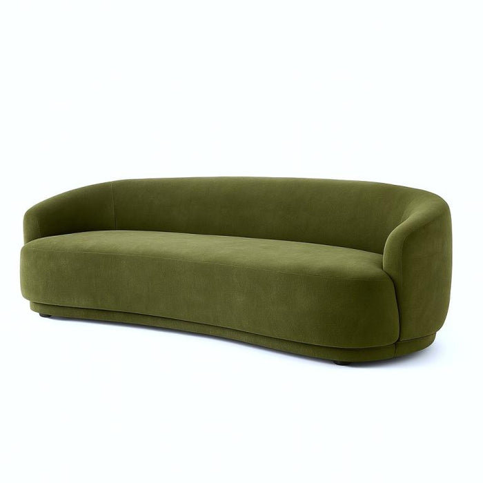 Nova Jade 3 Seater Modern Curve Sofa in Forest Green