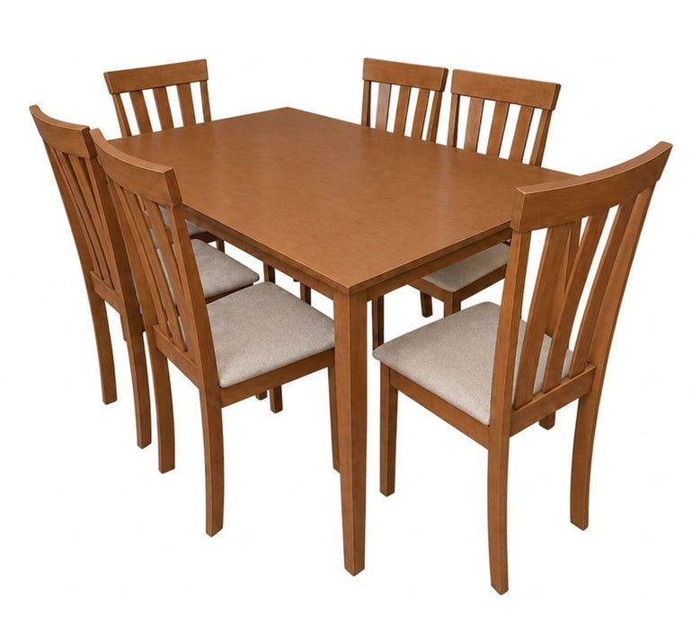 Woodland 7 Piece Solid Timber Dining Set, FULLY ASSEMBLED