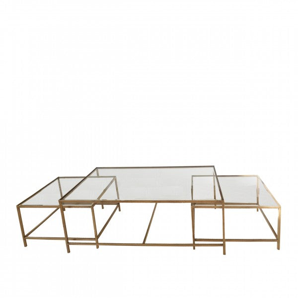 Bella Nesting Coffee Table Set of 3 Stacking Side Tables - Antique Gold