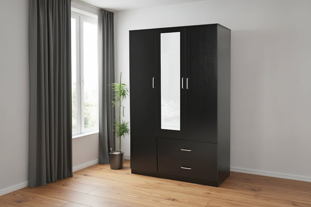 Remo 3 Door Wardrobe Black 120cm
