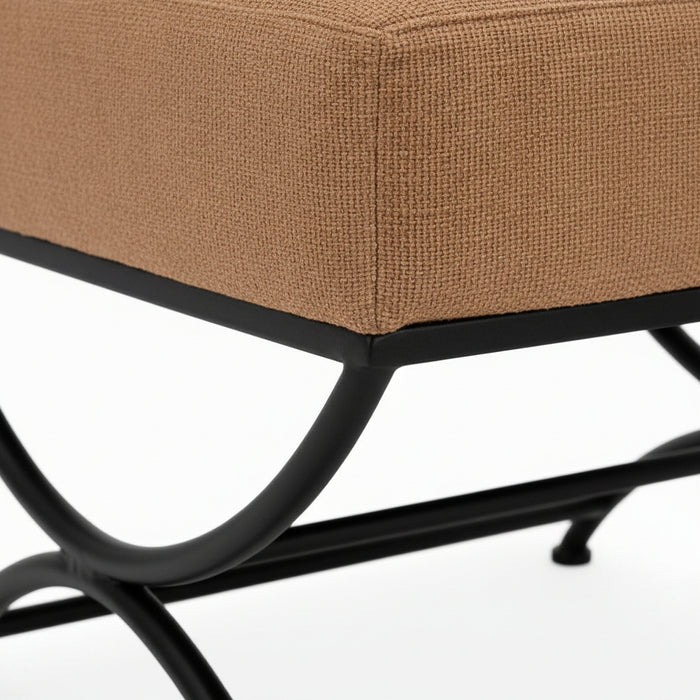 Sirerra Upholstered Stool with Black Metal Cross Frame