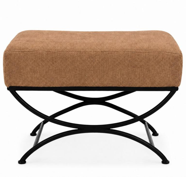 Sirerra Upholstered Stool with Black Metal Cross Frame