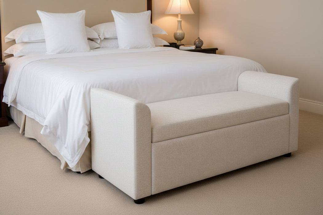 Enta Ivory Upholstered Bench Stool