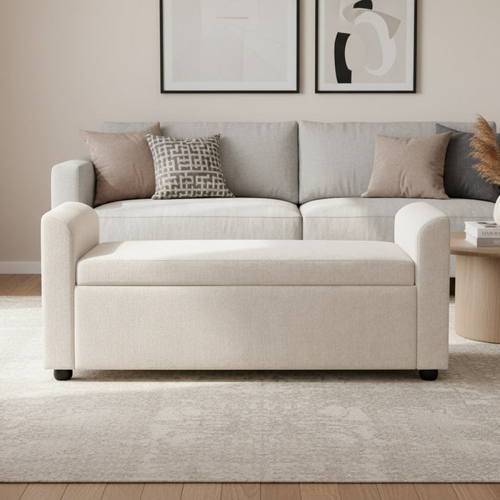 Enta Snow Upholstered Storage Bench Stool