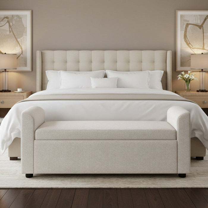 Enta Snow Upholstered Storage Bench Stool