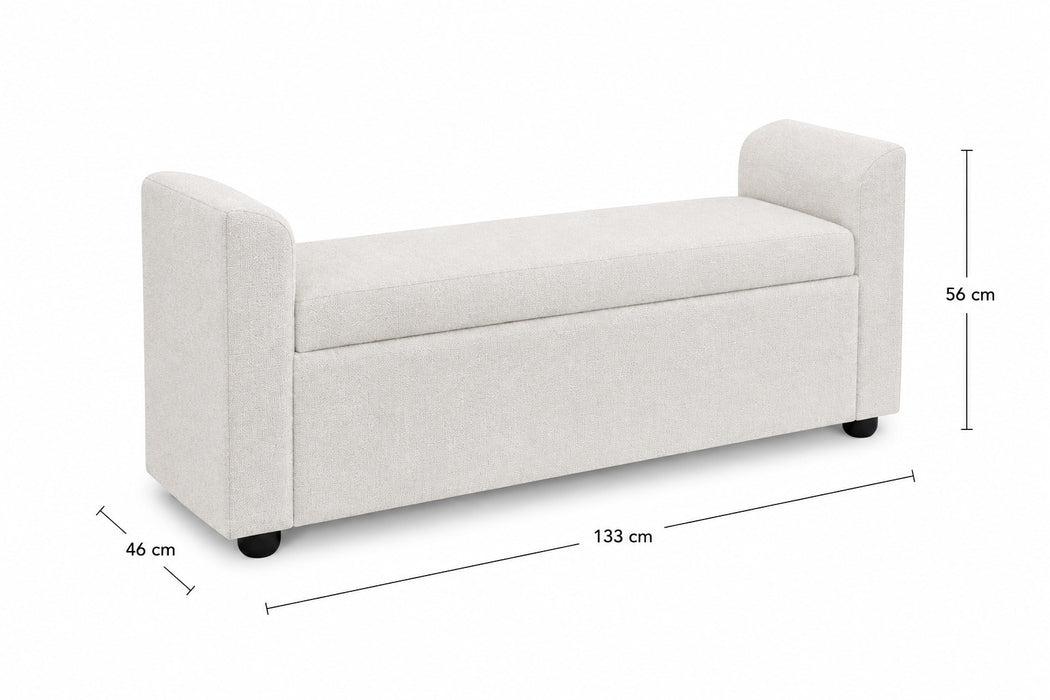 Enta Ivory Upholstered Bench Stool