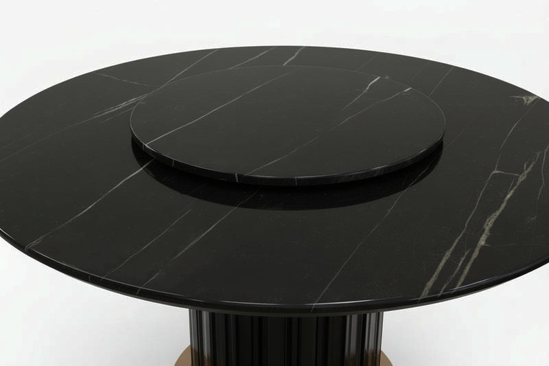 Alicia Black Marble Round Dining Table 135cm