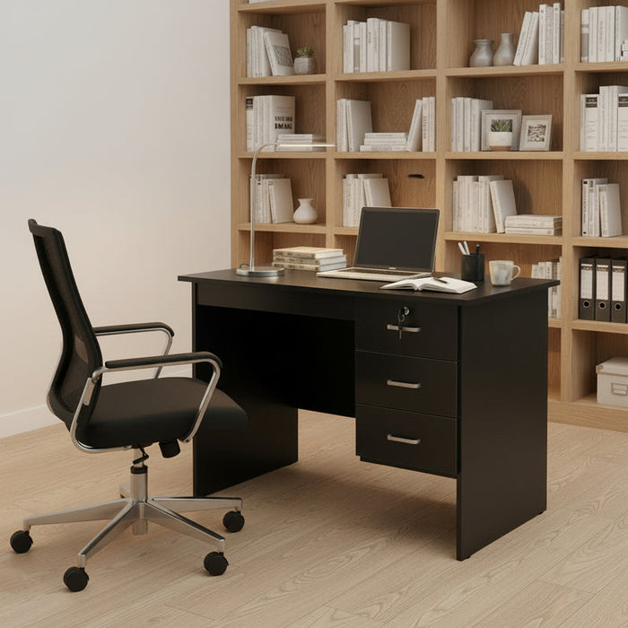 Helena 3 Drawer Study Desk - 120cm Black