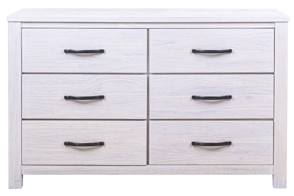 Whitewash 1.32m Florida 6 Drawer Chest