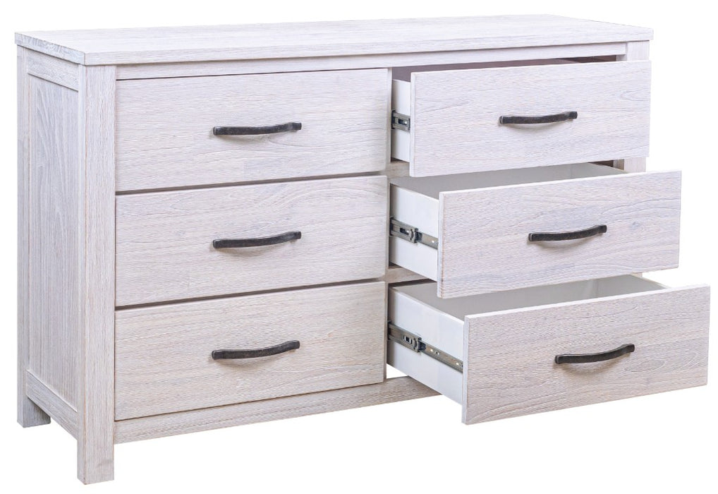 Whitewash 1.32m Florida 6 Drawer Chest