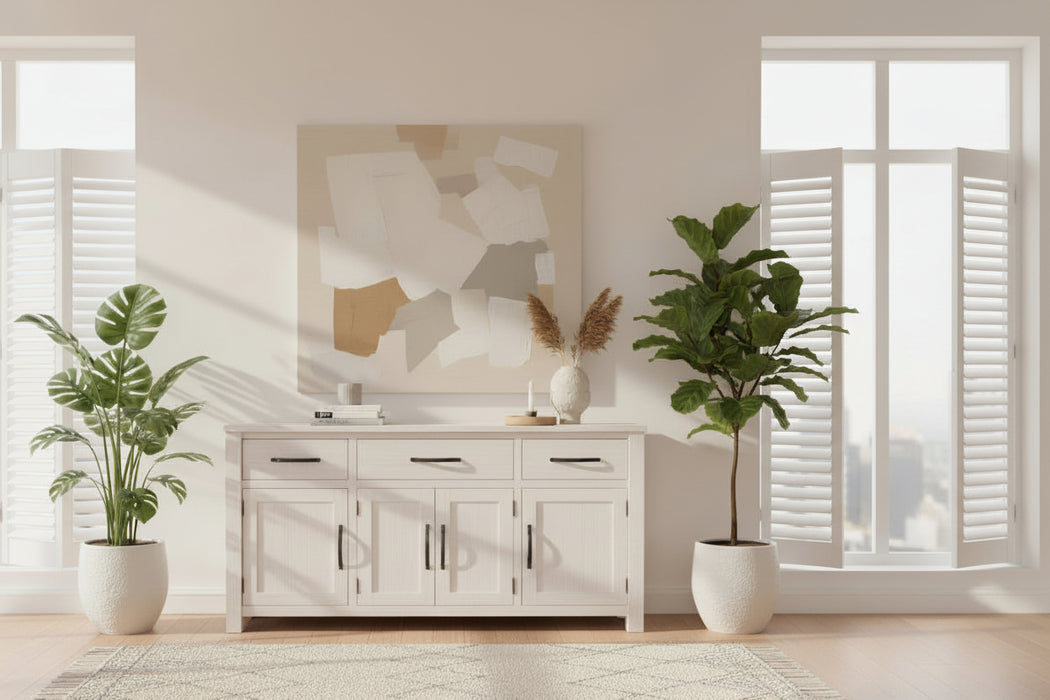 Florence 1.58m Sideboard Buffet - Acacia wood White Wash