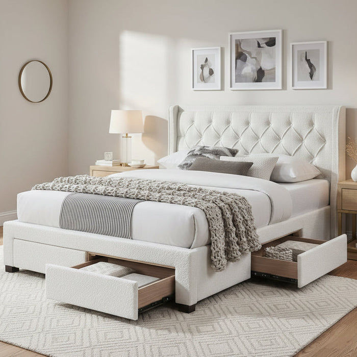 Jackson 4 Drawer Queen Bed - Ivory