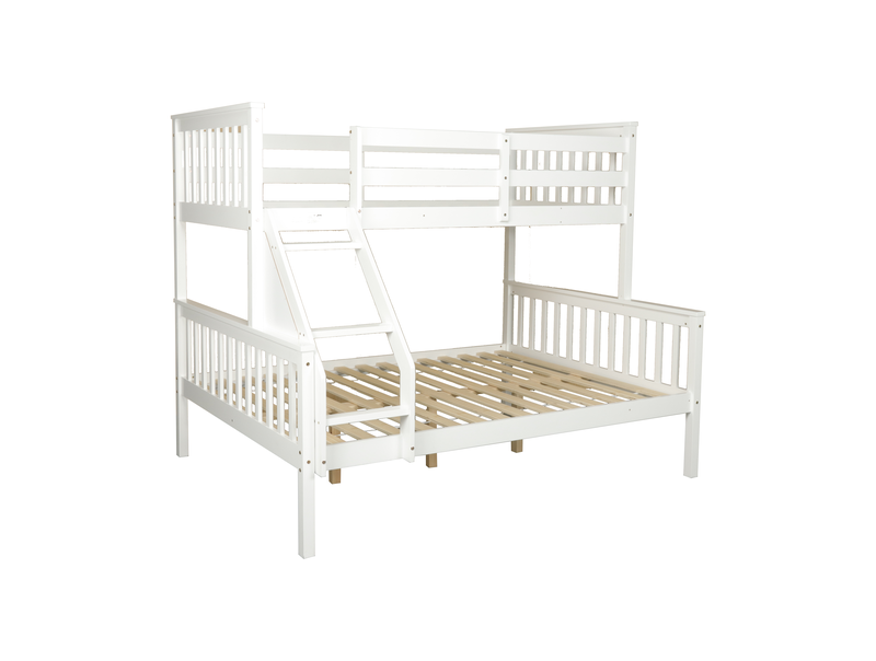 Glebe Pine Wood Single Over Double Bunk Bed, White