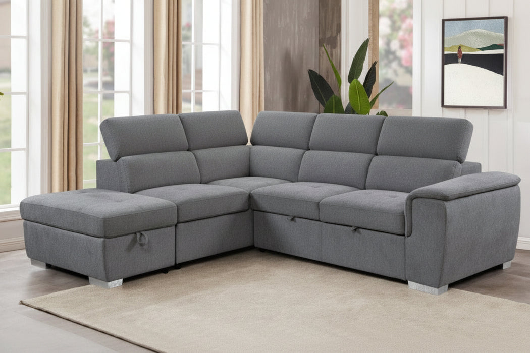 Vibel Modern Pull-Up Corner Sofa Bed with Storage | Convertible Sleeper Lounge