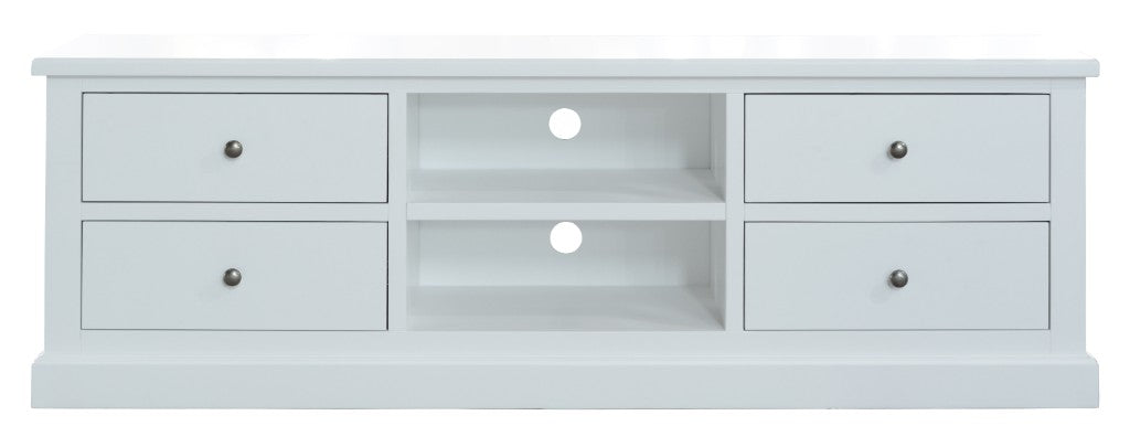Port 180cm White Acacia Wood TV Stand with 4 Drawers | Modern Entertainment Unit