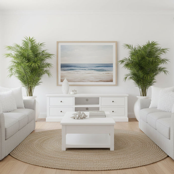 Port 180cm White Acacia Wood TV Stand with 4 Drawers | Modern Entertainment Unit