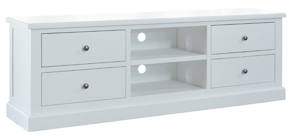 Port 180cm White Acacia Wood TV Stand with 4 Drawers | Modern Entertainment Unit
