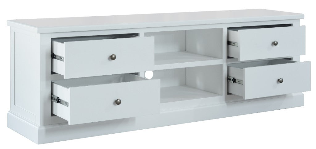 Port 180cm White Acacia Wood TV Stand with 4 Drawers | Modern Entertainment Unit