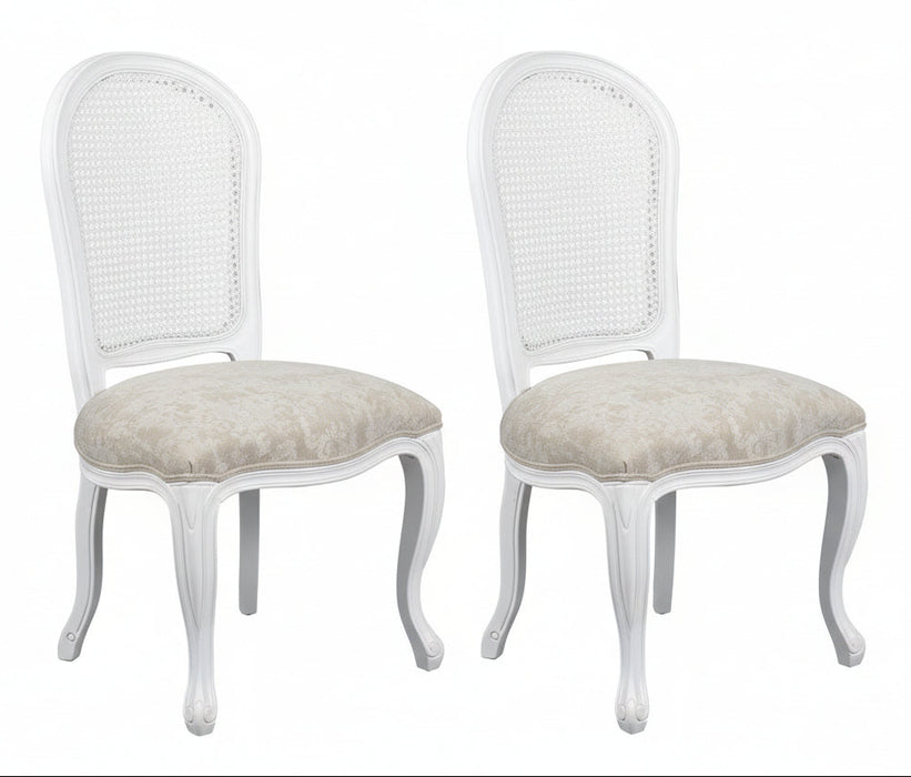 SET of 2 Regal Round back Dining Chairs - White