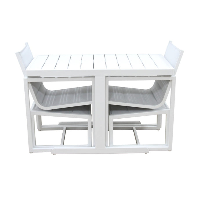 White 2 Seater Pluto Outdoor Set with Foot Stools