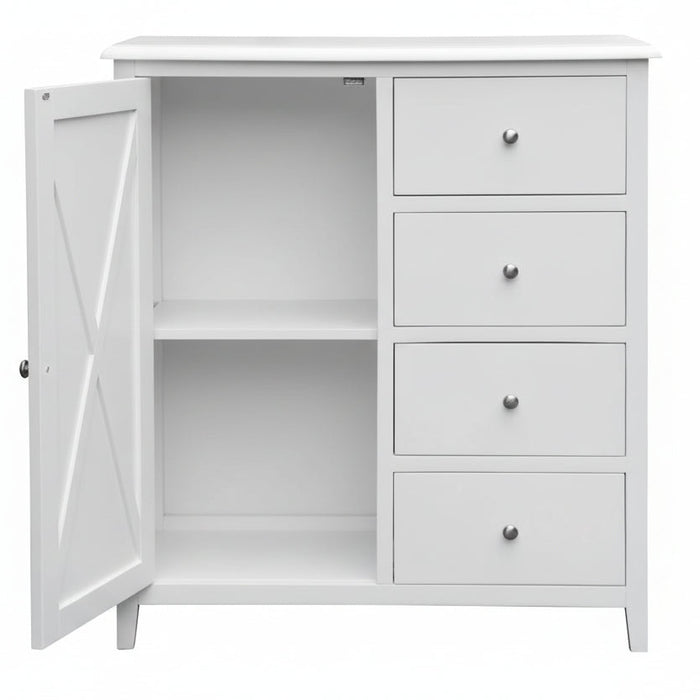 Hampton Wooden Tallboy White 100cm