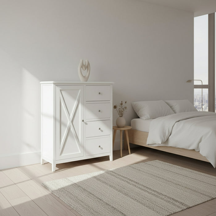 Hampton Wooden Tallboy White