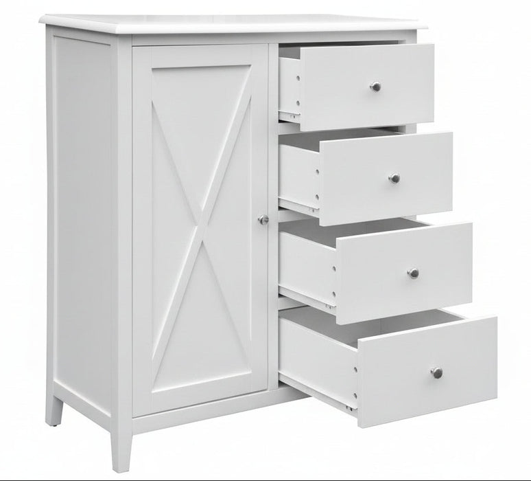 Hampton Wooden Tallboy White 100cm